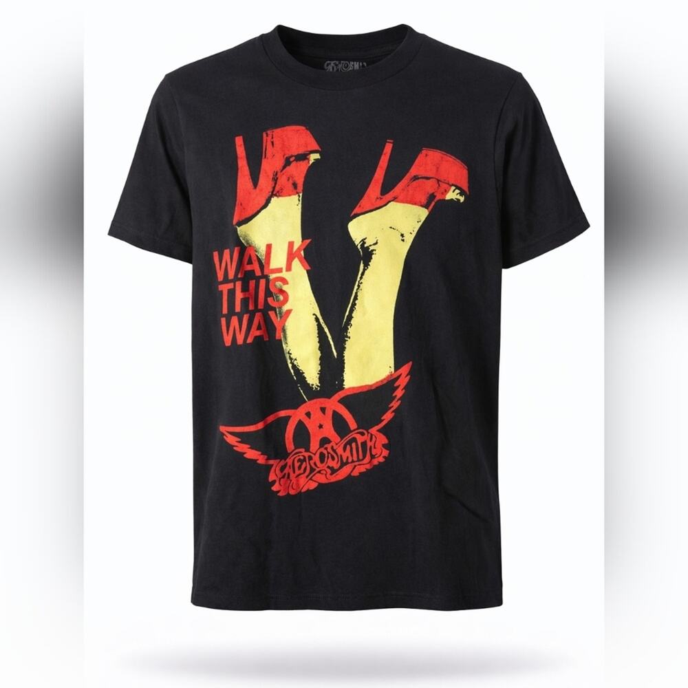 Aerosmith Walk This Way Tee Unisex Small Black Classic Rock Band album art nwot